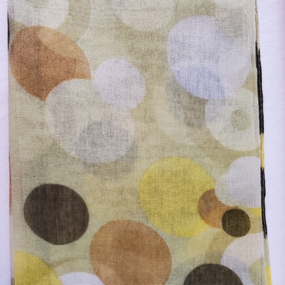 Selling Beautiful Green, Yellow, Creme, & White Circle Print Scarf/Fabric/Hijab - Picture 3 of 5
